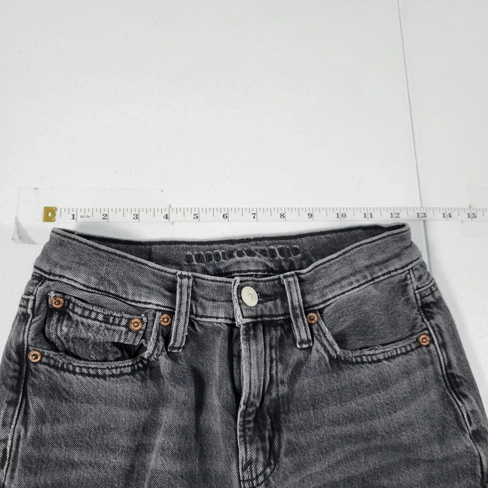 American Eagle 90s bootcut Jeans Distressed black Denim Women's Size 00 - Picture 3 of 11